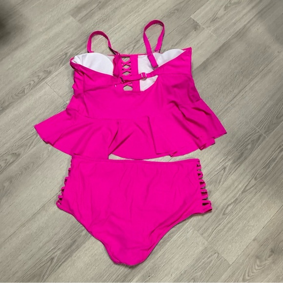 Younique Hot Pink Swimsuit Set 22W - Picture 8 of 12